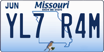 MO license plate YL7R4M