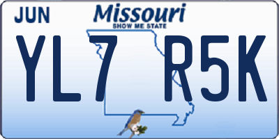 MO license plate YL7R5K