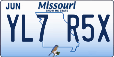 MO license plate YL7R5X