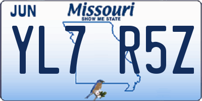 MO license plate YL7R5Z