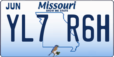 MO license plate YL7R6H