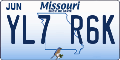 MO license plate YL7R6K