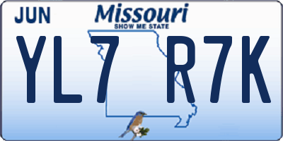 MO license plate YL7R7K