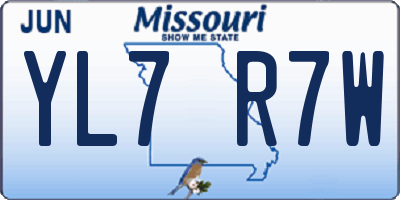 MO license plate YL7R7W
