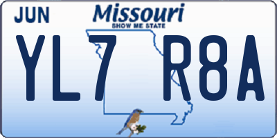 MO license plate YL7R8A