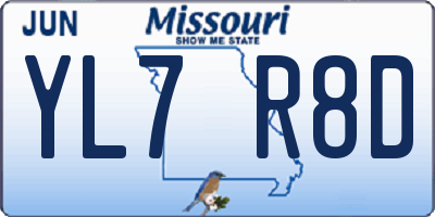 MO license plate YL7R8D