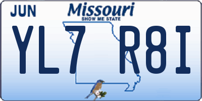 MO license plate YL7R8I