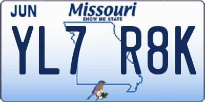MO license plate YL7R8K