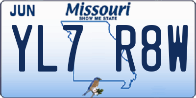 MO license plate YL7R8W
