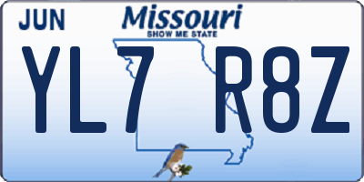 MO license plate YL7R8Z