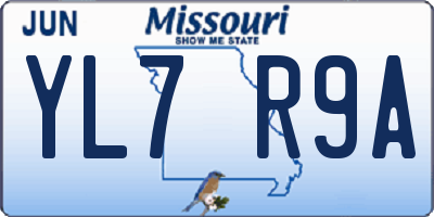 MO license plate YL7R9A