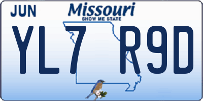 MO license plate YL7R9D