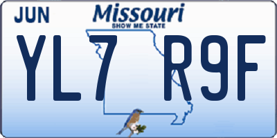 MO license plate YL7R9F
