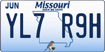 MO license plate YL7R9H