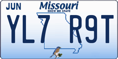 MO license plate YL7R9T