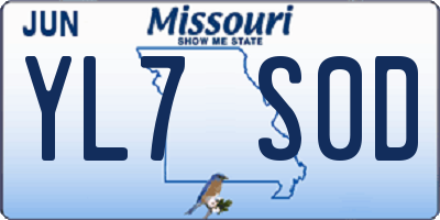 MO license plate YL7S0D