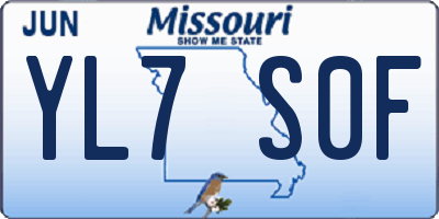 MO license plate YL7S0F