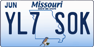 MO license plate YL7S0K