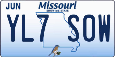 MO license plate YL7S0W