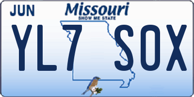 MO license plate YL7S0X
