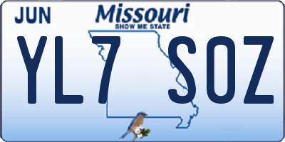 MO license plate YL7S0Z