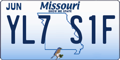 MO license plate YL7S1F
