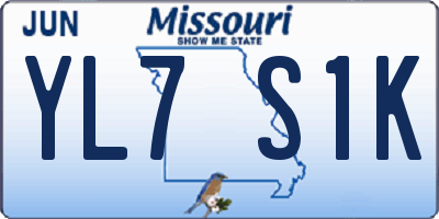 MO license plate YL7S1K