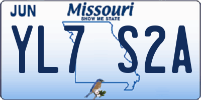 MO license plate YL7S2A