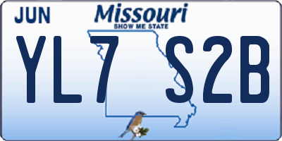 MO license plate YL7S2B