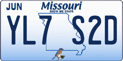 MO license plate YL7S2D