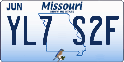 MO license plate YL7S2F