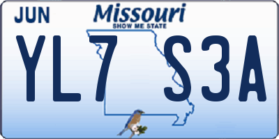 MO license plate YL7S3A