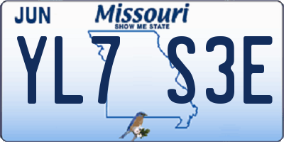 MO license plate YL7S3E