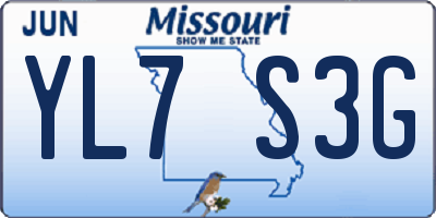 MO license plate YL7S3G