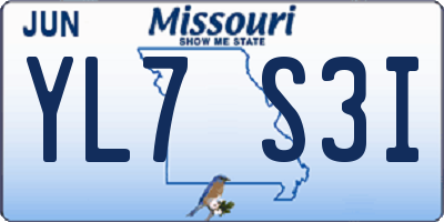 MO license plate YL7S3I