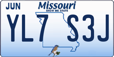 MO license plate YL7S3J