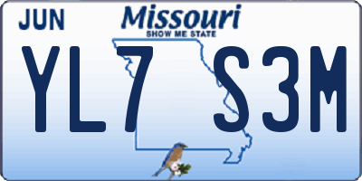 MO license plate YL7S3M