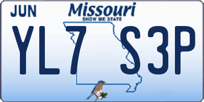 MO license plate YL7S3P