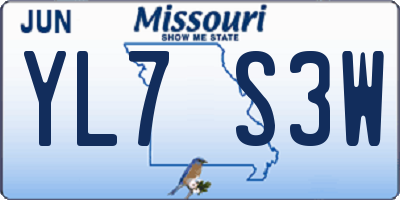 MO license plate YL7S3W