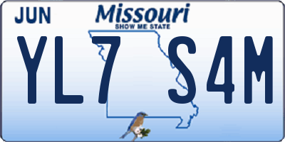 MO license plate YL7S4M