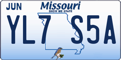 MO license plate YL7S5A