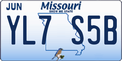 MO license plate YL7S5B
