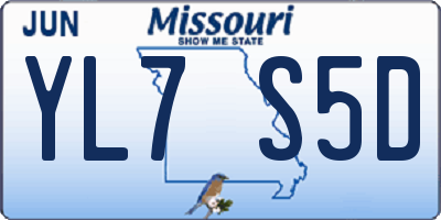 MO license plate YL7S5D