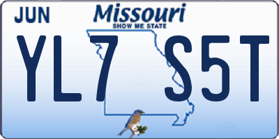 MO license plate YL7S5T