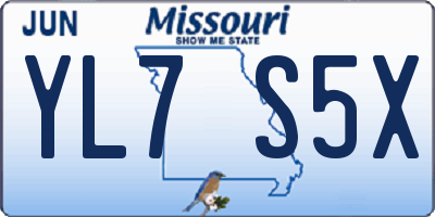 MO license plate YL7S5X