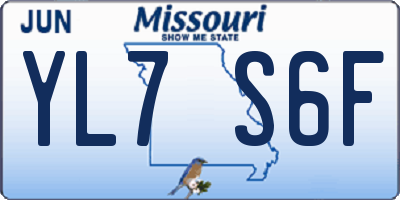 MO license plate YL7S6F