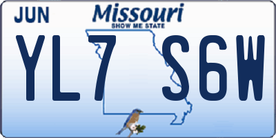 MO license plate YL7S6W