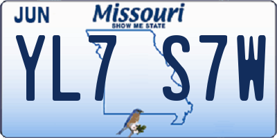 MO license plate YL7S7W