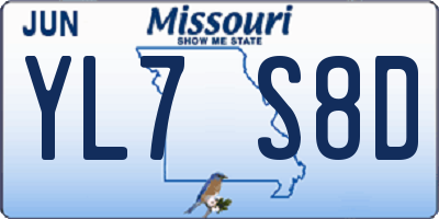 MO license plate YL7S8D