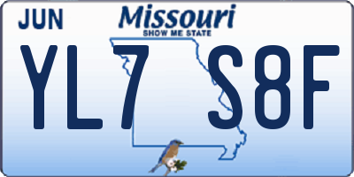 MO license plate YL7S8F